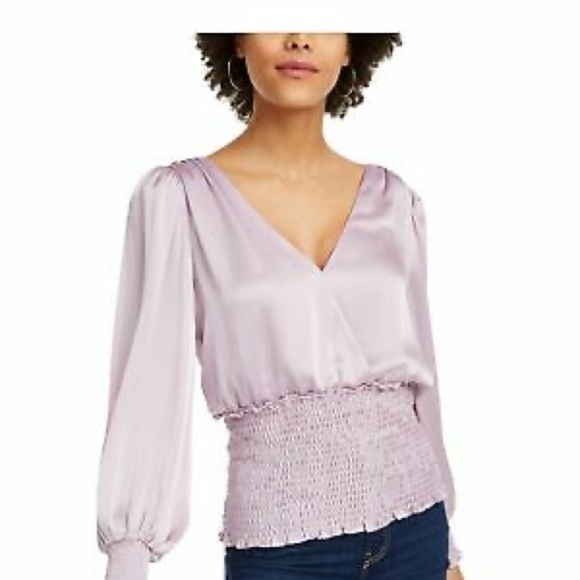 123. NWT Leyden Purple V neck Open Back Long Sleeve Blouse Size Large - Picture 1 of 7